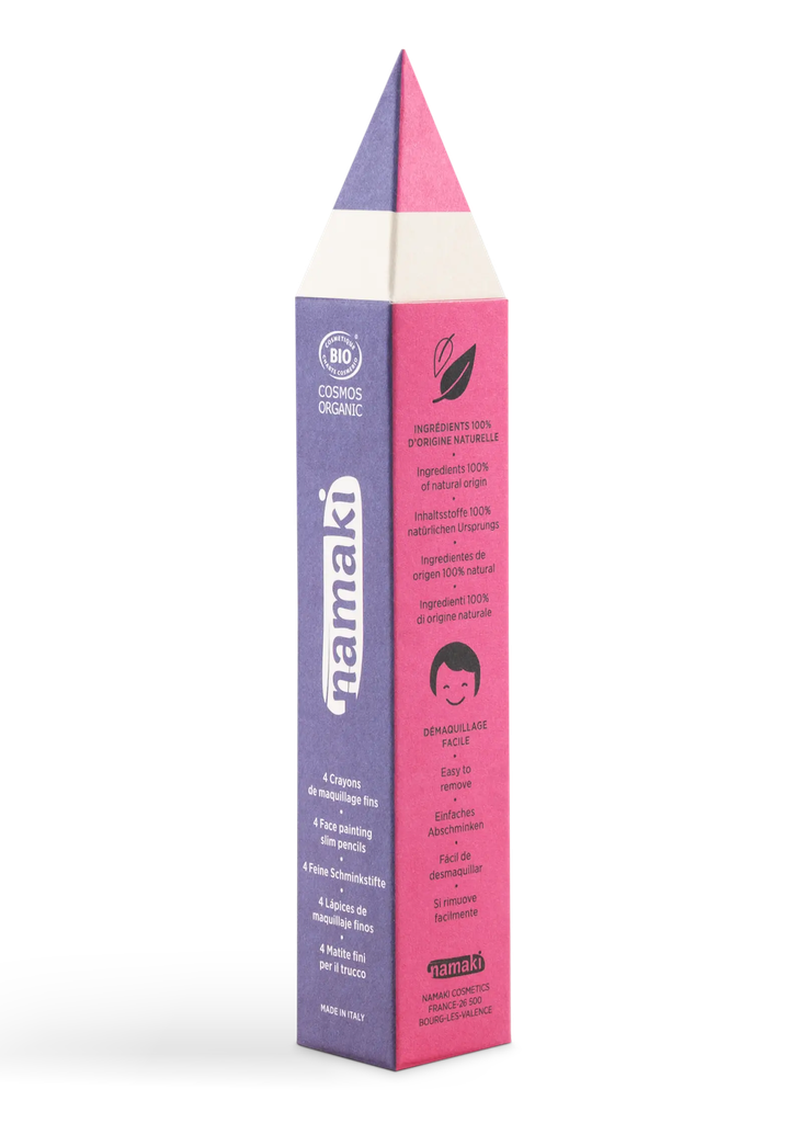 Set of 4 Face painting slim pencils - Purple/Fuchsia/Pink/White**