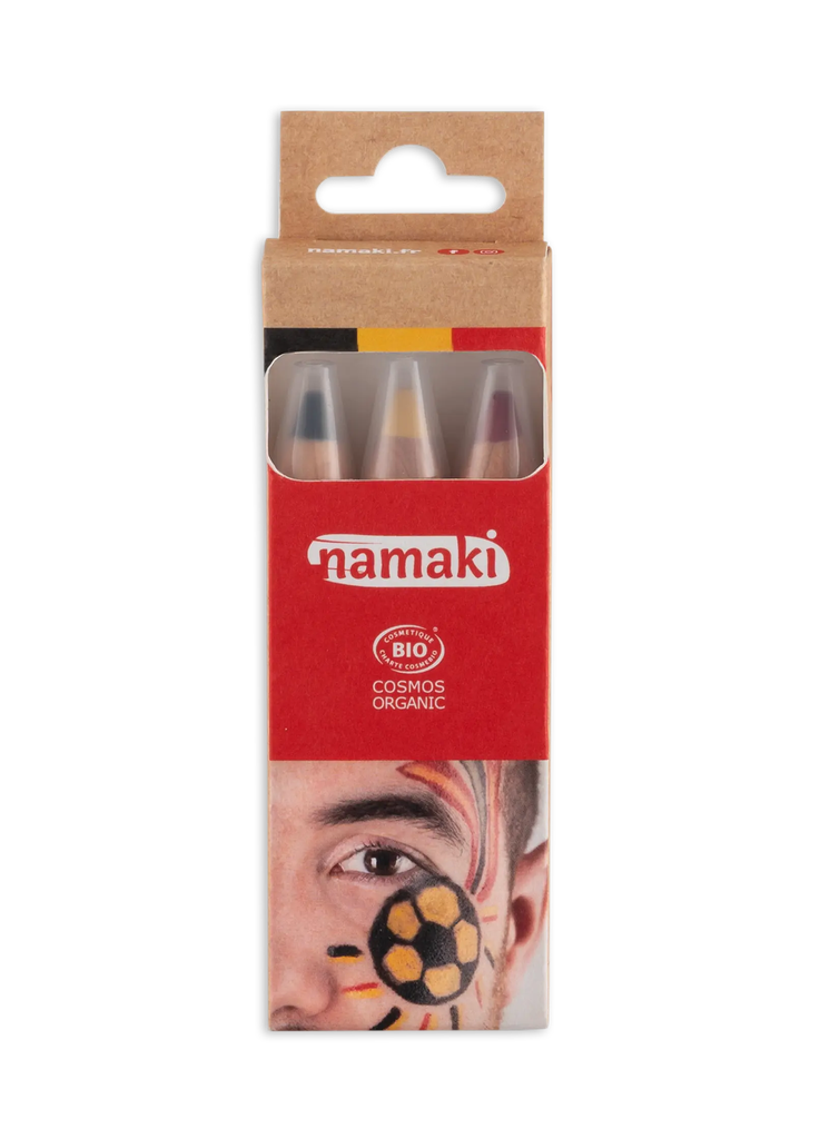 Set of 3 Supporter Face Painting Pencils - Black-Red-Yellow**