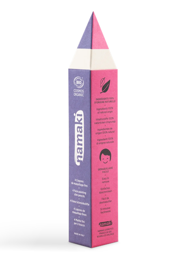 [110140] Kit 4 crayons de maquillage fins - Violet/Fuchsia/Rose/Blanc**